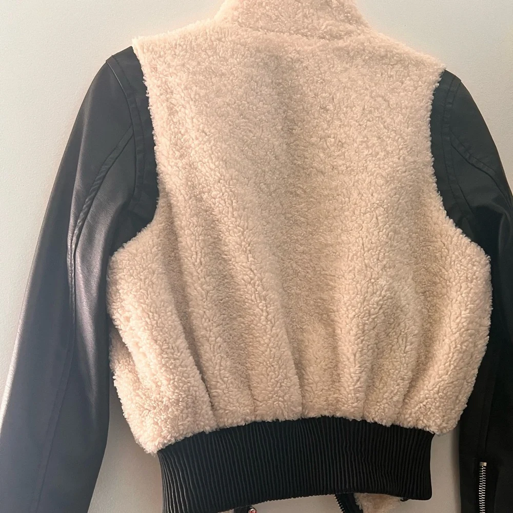 Blank NYC Girls Kids Faux Leather Shearling Jacket Size M - Picture 8 of 11